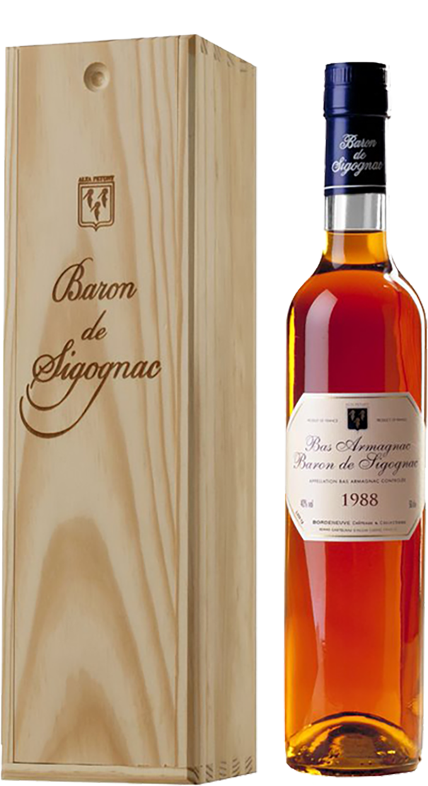 Арманьяк Барон де Сигоньяк 1986 в деревянной коробке | VinoCape